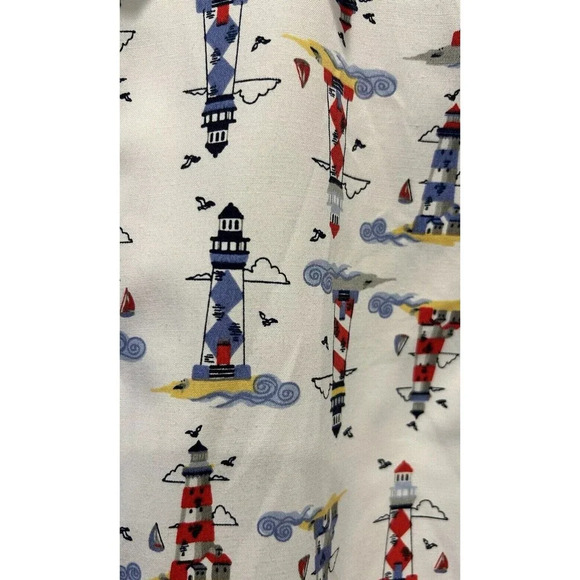 Vintage Blair Lighthouse Button Down Women’s Size Medium Short Sleeve Nautical - Picture 2 of 8